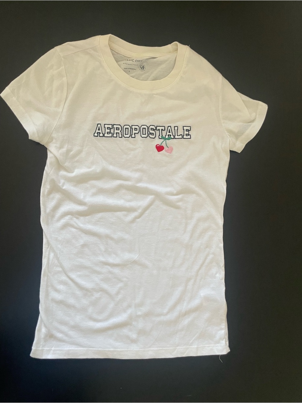 Aeropostale White Tee with Cherry Embroidery